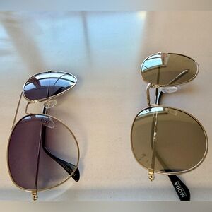 Aviator Sunglasses 2 pairs different brand mirror lens metal frame